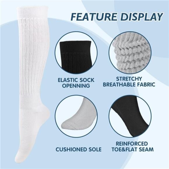 Women's Slouch Socks - Soft Extra Long Scrunch Knee High Socks - Picture 4 of 8